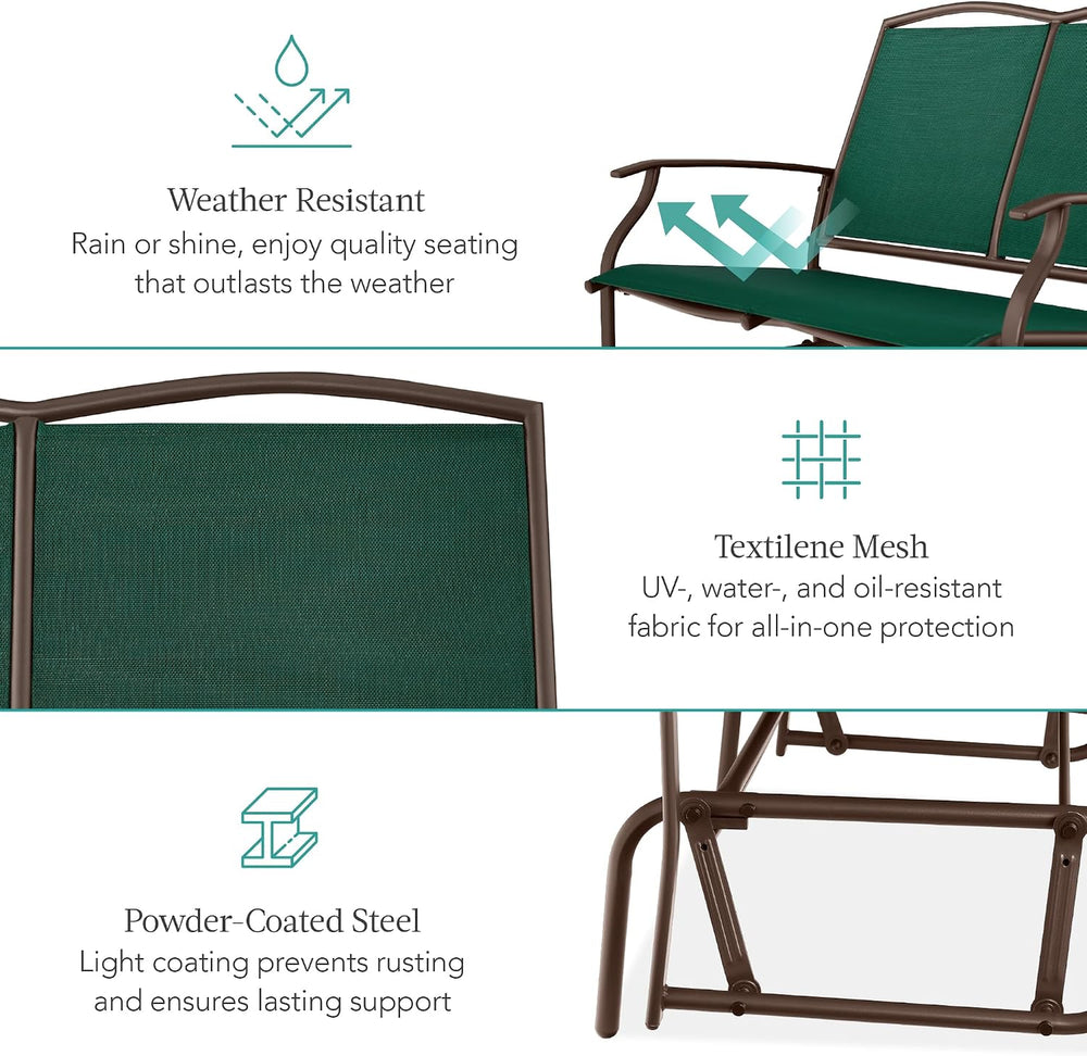 Best Choice Products 2-Person Outdoor Patio Swing Glider Steel Bench Loveseat...