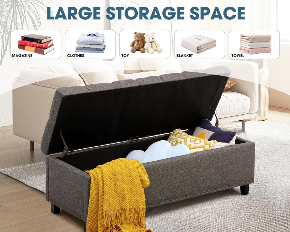 Ottoman with Storage, 51" Storage Bench Ottoman for Bedroom, End of Bed ...
