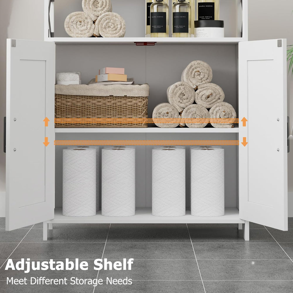 Homhedy Farmhouse Bathroom Storage Cabinet with Doors, Small Floor Cabinet