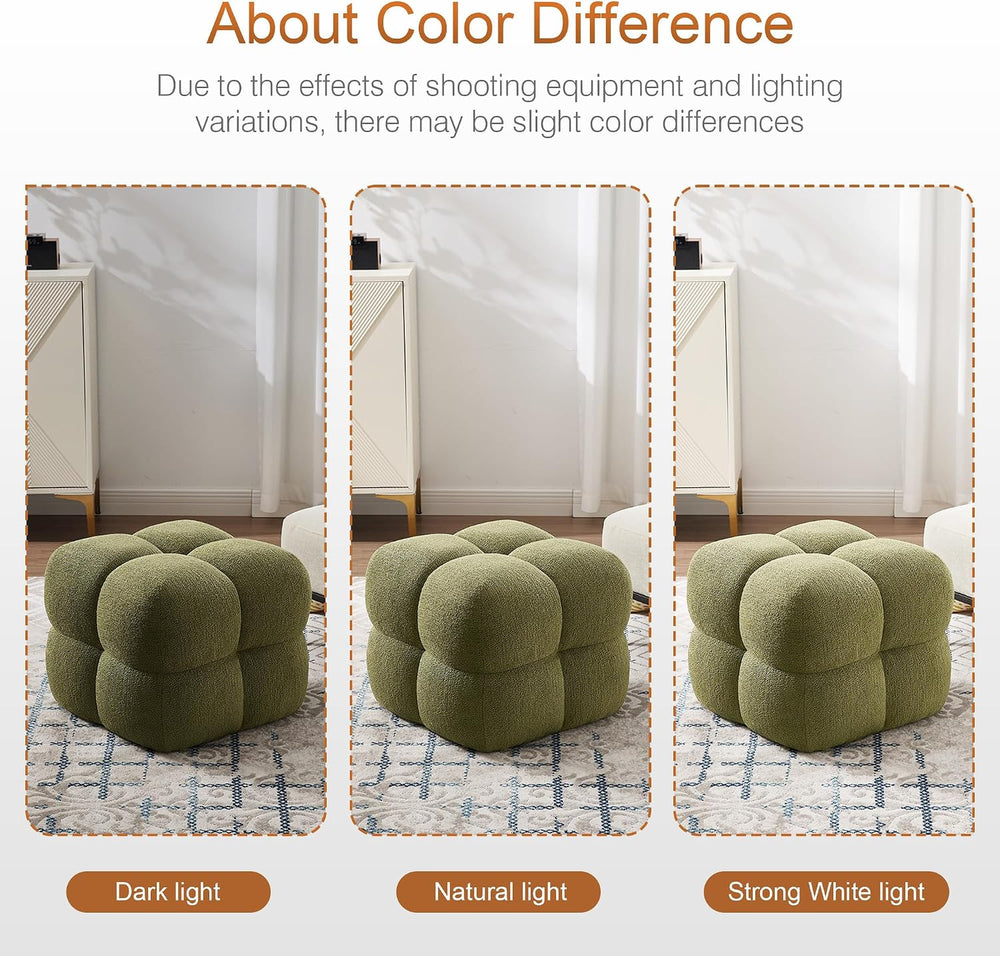 Zesthouse Square Pouf Ottomans Set of 2, Modern Vanity Chair for Bedroom | Bo...