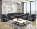 Manual Recliner Sectional Sofa Set, Corduroy L-Shaped Living Room Furniture Sets, Reclining Sectional Corner Couch and 2 Reclining Chairs Set for Home Office (Dark Grey, Sectional + 2 Chairs)