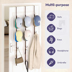 SWTYMIKI Over Door Hat Rack - 3 Packs Metal Hanging Hat Organizer with 12 Hooks Design, Baseball Cap Hanger Organizer Storage Holds up to 60 Caps for Door, Bedroom, Closet