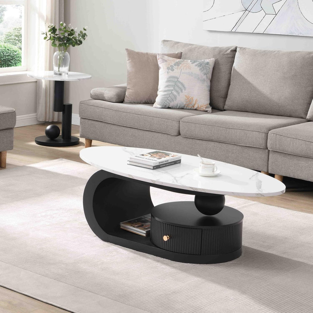 KEVINSPACE Coffee Table, Mid Century Modern Coffee Table for Living Room Rust...