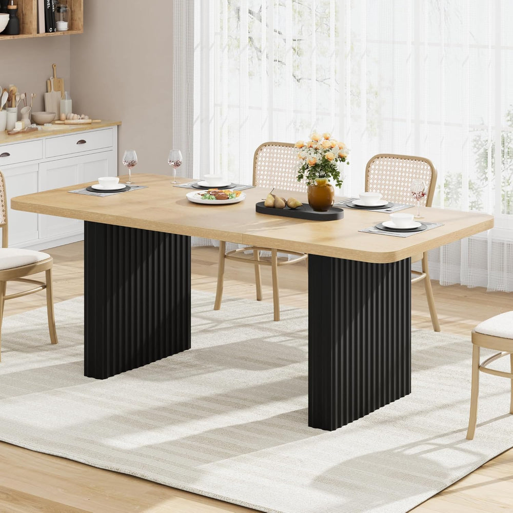 Garvee Modern Dining Table for 6-8, 71" Rectangular Farmhouse Kitchen Ta...