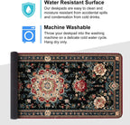 Vintage Persian Carpet Mouse Pad – Large Extended Desk Mat 35.43 x 15.75 in – Oriental Floral Rug Design, Non-Slip Rubber Base, Stitched Edges, Soft Keyboard & Mouse Mat for Office or Gaming
