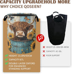 Large Laundry Basket,Highland Cow Collapsible Laundry Baskets,Sunflower Butterfly Waterproof Oxford Hamper with Handles for Bathroom Bedroom Nursery Home Storage 16"x20"
