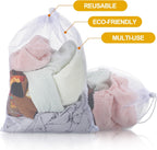 TecUnite 10 Pcs Mesh Bags Drawstring Laundry Bags Large Nylon Mesh Gift Dishwasher Bag with Sliding Drawstring for Kitchen Jewelry Gifts Wedding Favor Home(12 x 16 Inch,White)