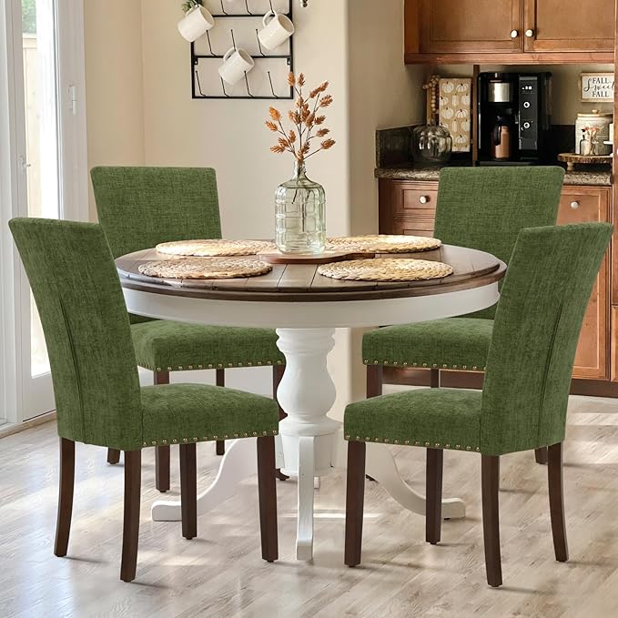 COLAMY Upholstered Parsons Dining Chairs Set of 4, Fabric Dining Room Kitchen...