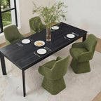 Swivel Dining Chairs Set of 2, Mid Century Modern Chairs Fabric Upholstered Armchair with Armrest & Ergonomic Backrest for Dining Room, Kitchen, Bedroom, Living Room, Green, 2 Boxs