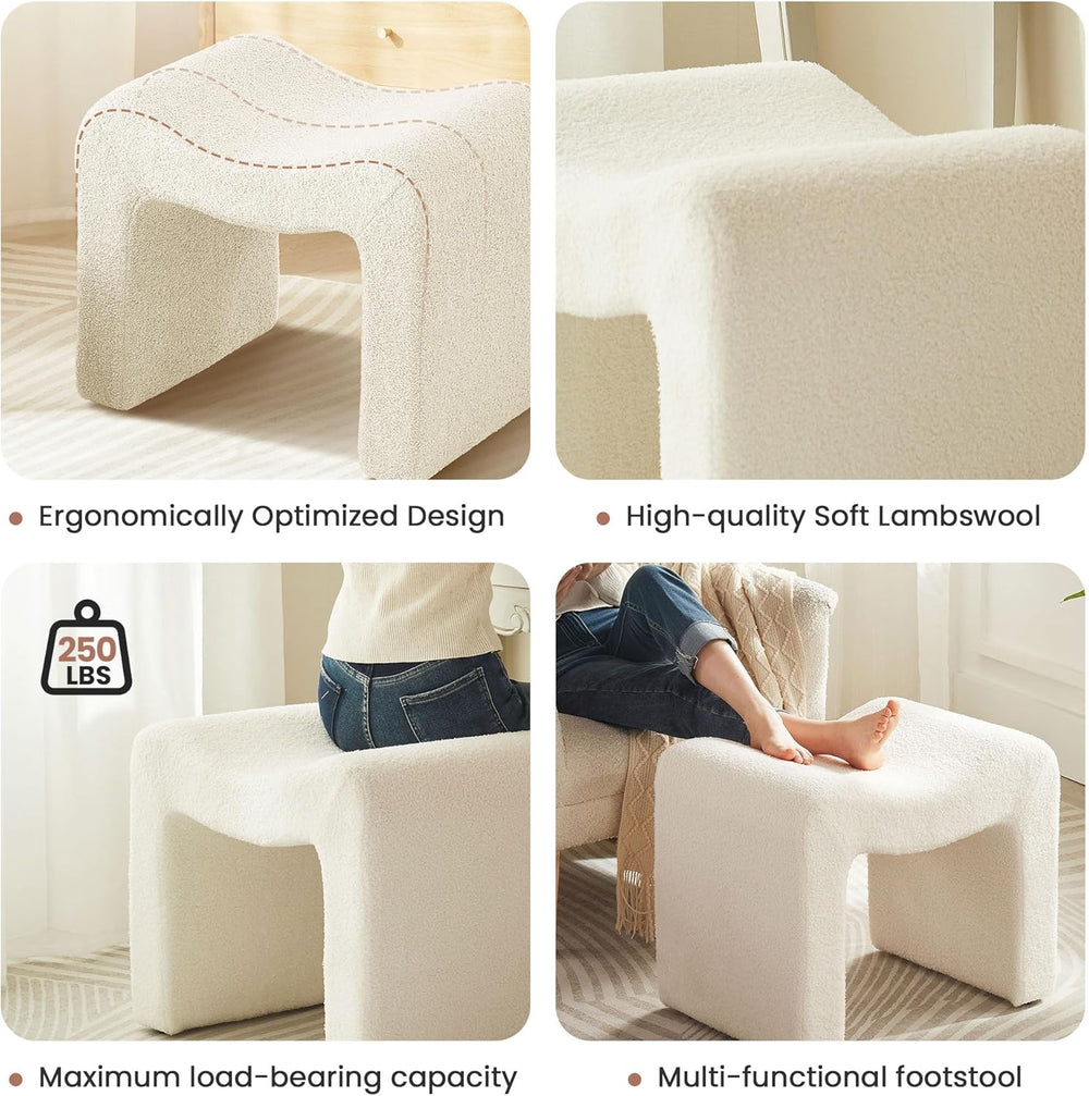 Ottoman Vanity Stool Chair Small Footstool Seating Backless | Modern Foot Res...