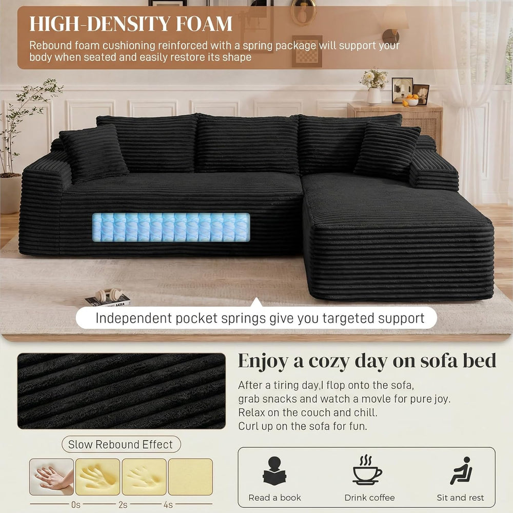 95" L Shaped Cloud Sectional Couches for Living Room, Modern Comfy Modul...