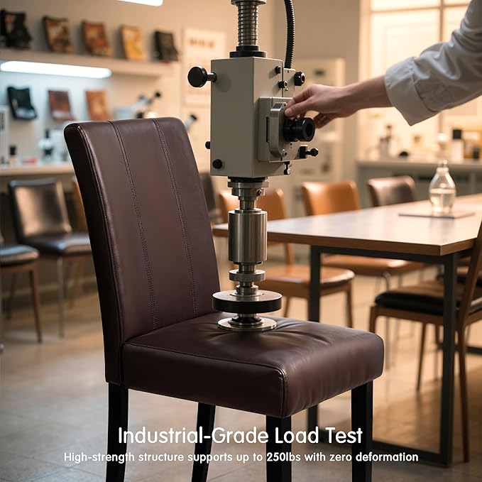 CHUN YI Dining Chairs Set of 6, Faux Leather Dining Room Chairs, Upholstered Parsons Chairs for Dining Room Kitchen Side Chair with Sturdy Wood Legs, Brown (Only Chairs)