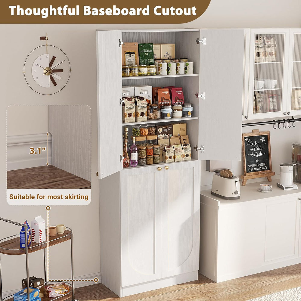 Cyclysio 80" Kitchen Pantry with 4 Soft Close Doors, Seamless Fit Wall |...