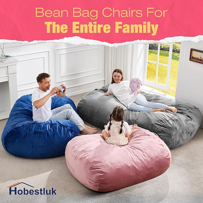Hobestluk 4FT Bean Bag Chair Large Beanbag with Removable Cover Adult Bean Ba...