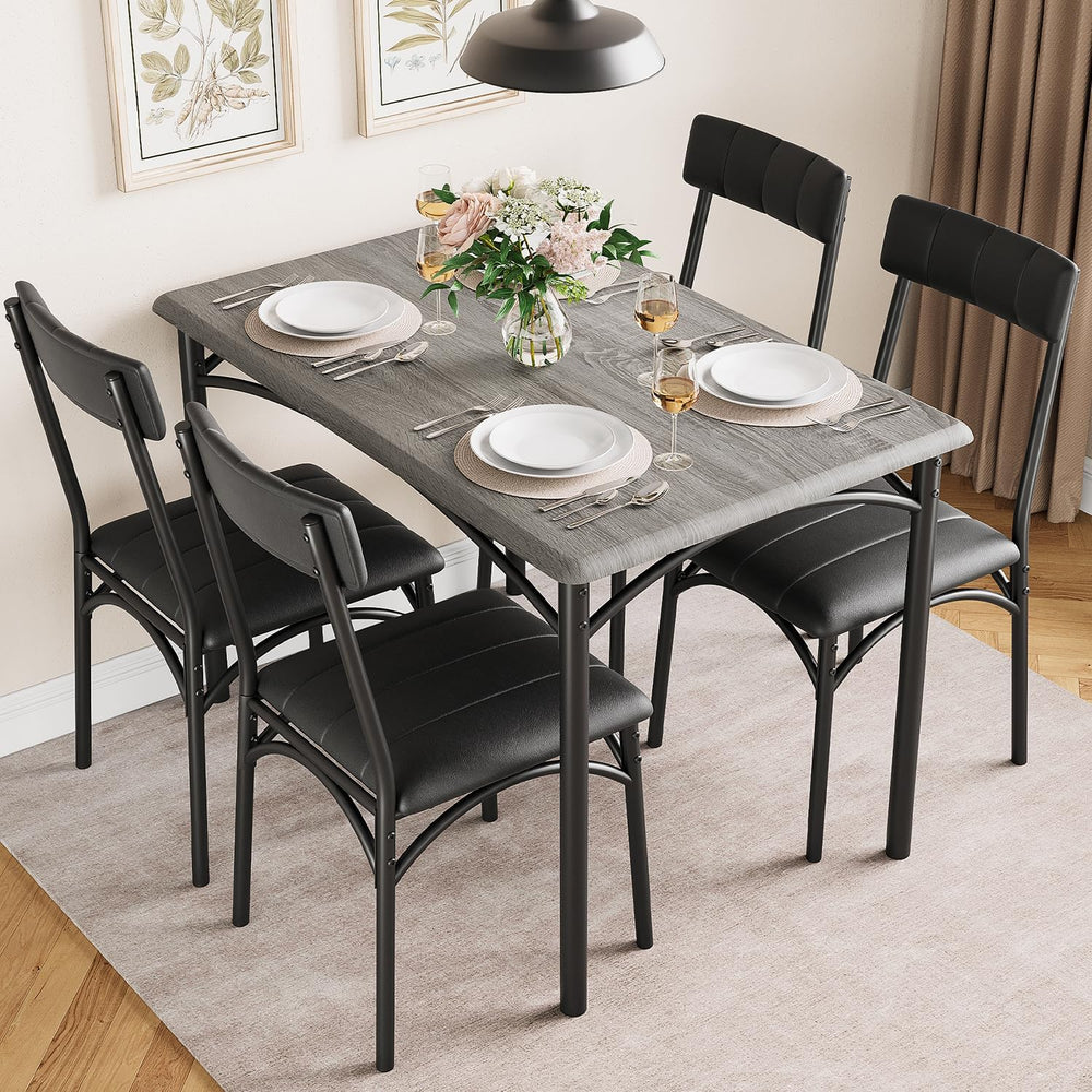 IDEALHOUSE Dining Table Set for 4, Kitchen Table and Chairs for 4 with Uphols...