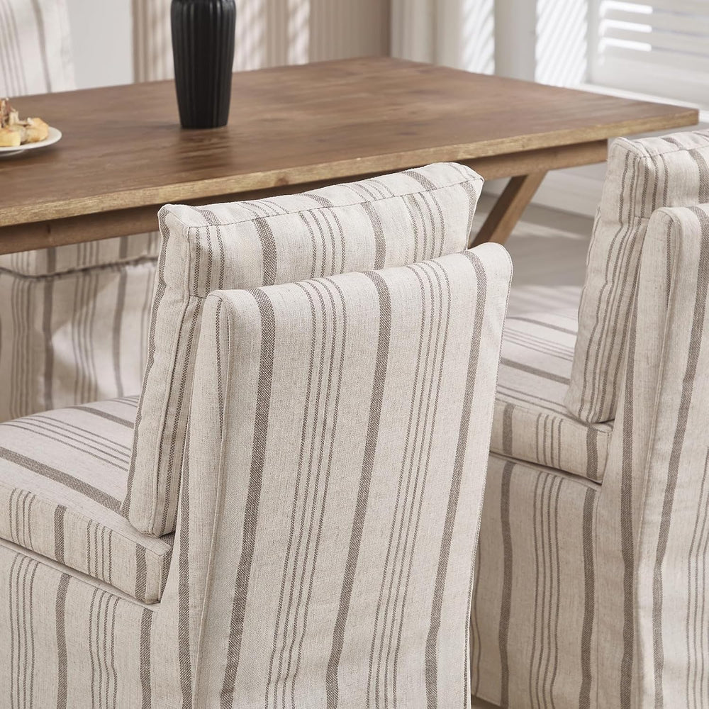 Upholstered Dining Chairs Set of 2 Slipcovered Armless Dining Chair with Soli...