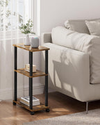 TUTOTAK Small Side Table, Narrow End Table, Bedside Table, Couch Side Table with Wheels for Living Room or Bedroom, Brown TB01BB061