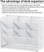Marbrasse Mesh Desk Organizer, Multi-Functional Pen Holder, Pen Organizer for desk, Desktop Stationary Organizer, Storage Rack for School Home Office Art Supplies (White - Mesh Pen Holder)