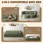 Convertible Folding Sofa Bed, 2-in-1 Full Size Floor Boneless Couch Bed, Corduroy Loveseat sleeper Couch Floor Sofa, Memory Foam Sleeper SofaBed, Small couches for small spaces, No Assembly, Green