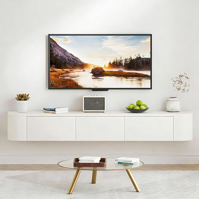 SHGJ&SOFT Floating TV Stand Wall Mounted Media Console with Door Entertainment Centerwith Storage Cabinets, Wall Mounted TV Shelf for Bedroom,Living Room (White, 70.9IN)
