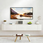 SHGJ&SOFT Floating TV Stand Wall Mounted Media Console with Door Entertainment Centerwith Storage Cabinets, Wall Mounted TV Shelf for Bedroom,Living Room (White, 63IN)