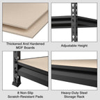 WORKPRO 4000LBS Storage Shelves, 5-Tier Metal Shelving Unit, Adjustable Garage Shelving with Particle Board, Heavy Duty Storage Rack for Garage, Kitchen, Basement, Warehouse, Black, 72"H x 36"W x 18"D