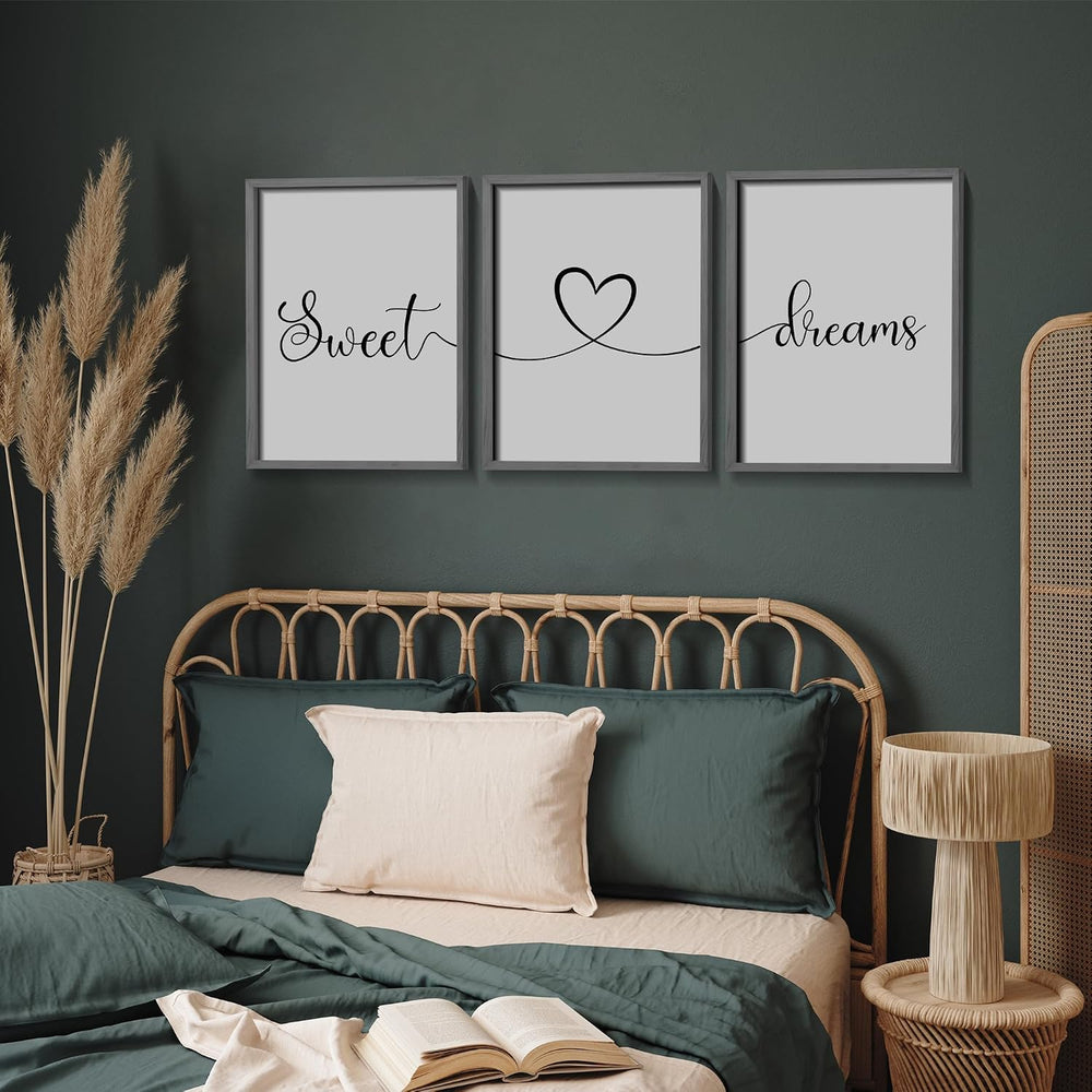 Ronasip Sweet Dreams Wall Decor for Bedroom Set of 3 Framed Wall Art for Farm...