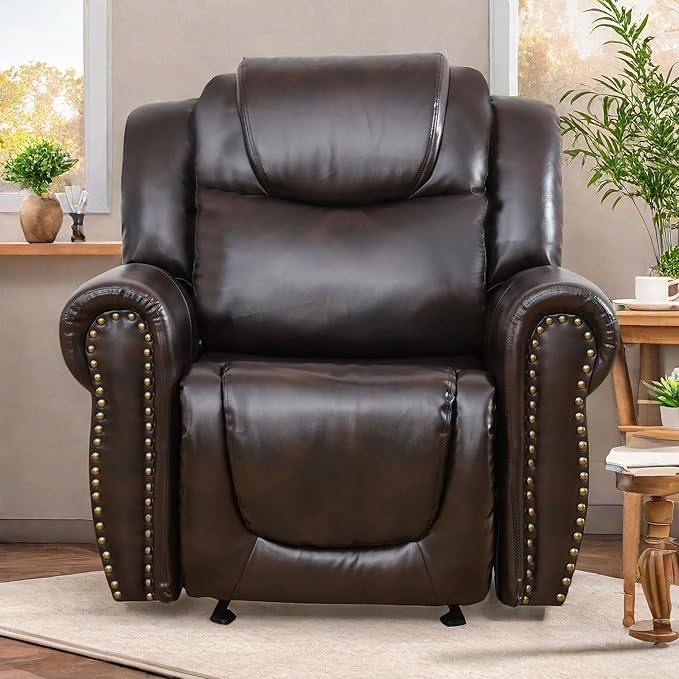 Power Recliner Chair, Leather Recliners with Home Theater Seating, Oversized Single Electric Recliner Sofa Breathable Living Room Chairs for Adults Reading Gaming, Red