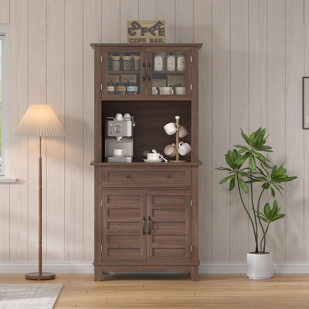 GarveeHome 72 in Tall Kitchen Pantry Cabinet, Kitchen Hutch Bar Cabinet with ...