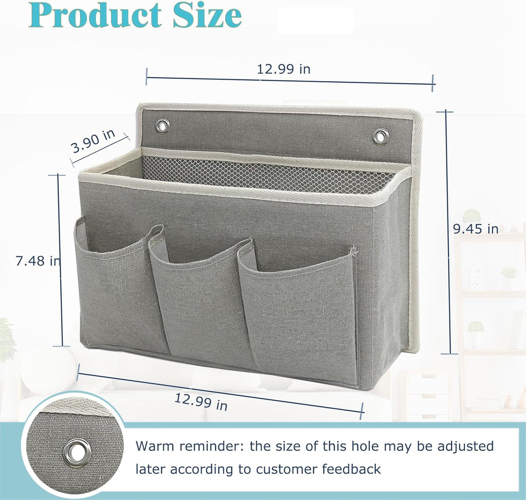 Wall Hanging Organizer Bag/Hanging Baskets with Large Mesh Compartment & 3 Pockets，Over the Door Hanging Organizer Space Saving Storage for Bedroom,RV Camper, Closet (Gray - 1 Pack)