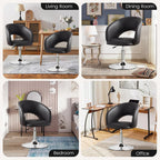 Furniliving Vanity Chair with Arm, PU Leather Chair for Vanity, Swivel Accent Chair, Adjustable Height Makeup Chair with Chrome Base, Living Room Chair for Bedroom, Makeup Room, Study Room, Black