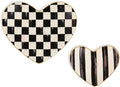 MACKENZIE-CHILDS Ceramic Trinket Dish Set, Courtly Heart | Handcrafted design, decorative bowls and jewelry holders, small (3.5" W x 4" L) and large (5.25" W x 6" L) sizes, set of 2