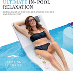 Kai Shelf Pool Lounger, Arctic White, Single | For Tanning Shelves Up to 9 in Deep | Built-In Cup and Phone Holder | UV20+ Rated Material | Drain Port | 73.5 x 26.5 Inches