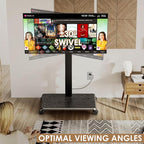 Rolling TV Stand with Power Outlet, Swivel Mobile Portable TV Cart for 32-75 Inch TVs up to 110 lbs, Landscape to Portrait, Height Adjustable Outdoor TV Stand with Wheels, Max VESA 600x400mm