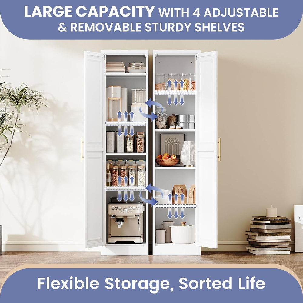 71''Tall Narrow Storage Cabinet Metal Bathroom Cabinet with Doors and...