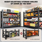 3000LBS Storage Shelves,40" W Garage Shelving Heavy Duty Metal Adjustable Garage Shelves, Shelving Units Industrial Shelving for Warehouse,40" W x 24" D x 60" H,Black