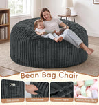 Bean Bag Chair Giant Beanbag with Filling Memory Foam Living Room Adult 5FT | Breathable Big Giant Oversized Beanbag Bed Washable Cover Green Grey White