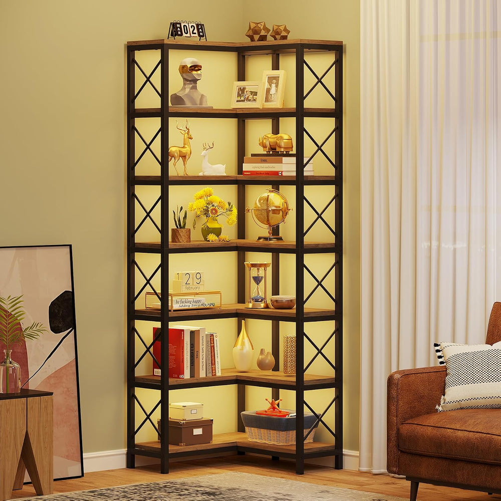 Tribesigns 7-Shelf Corner Bookshelf,Large Modern Corner Bookcase, 7-Tier Tall...