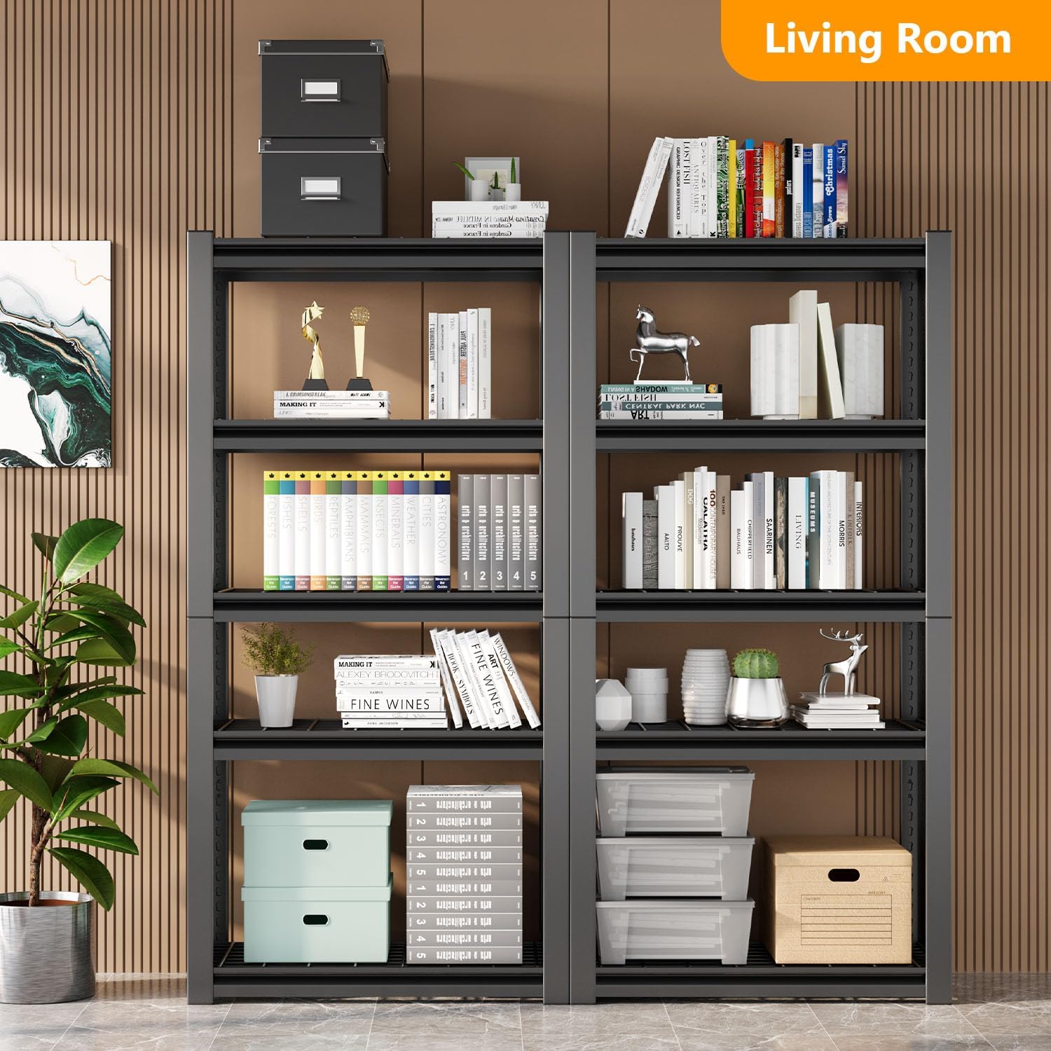 Heavy Duty Storage Shelving Unit (72" H x 35" W x 16" D) | Adjustable 5-Tier Metal Rack, Standing Utility Shelves, Garage, Basement, Pantry, Kitchen, Warehouse, 3000 lbs Capacity
