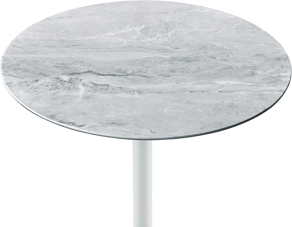 Height Adjustable Pedestal Side Table, Marble Top Martini Drink Table Grey | ...