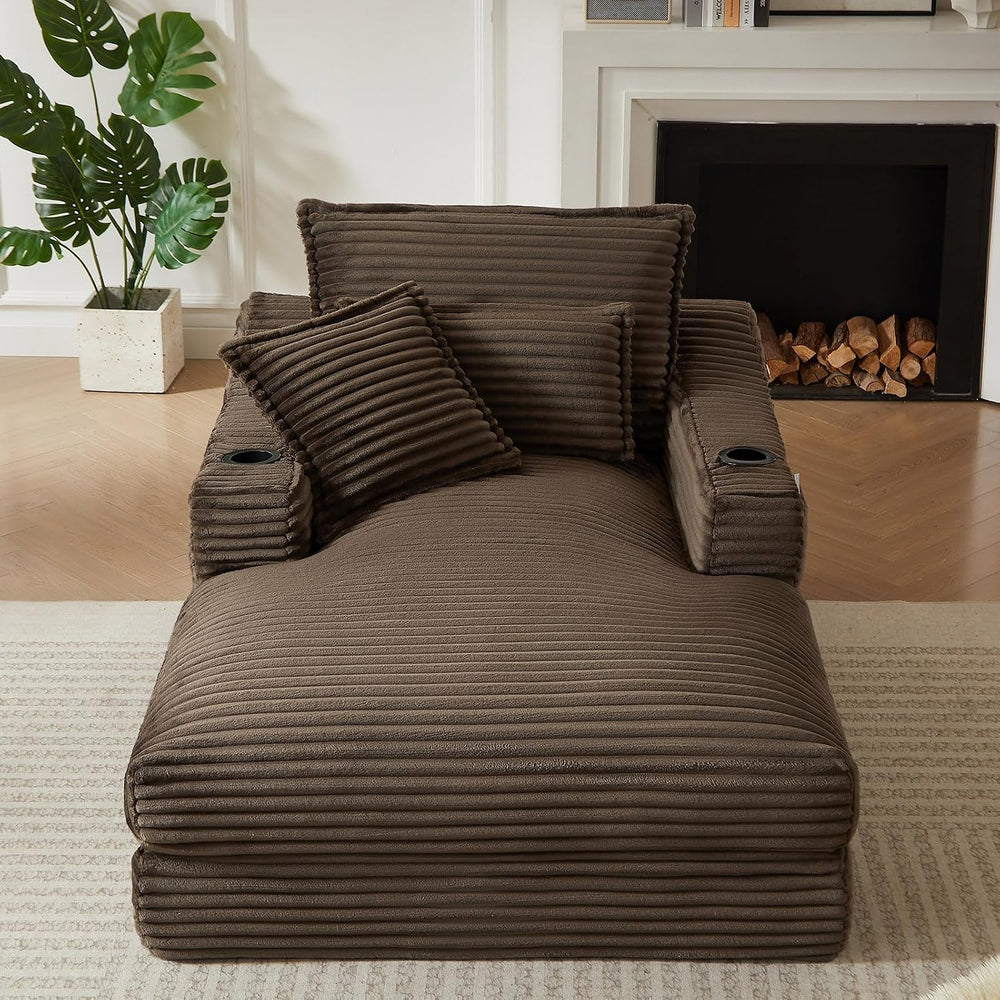 47.2"Oversized Chaise Lounge Chair Indoor,Corduroy Reading Chair with Cu...