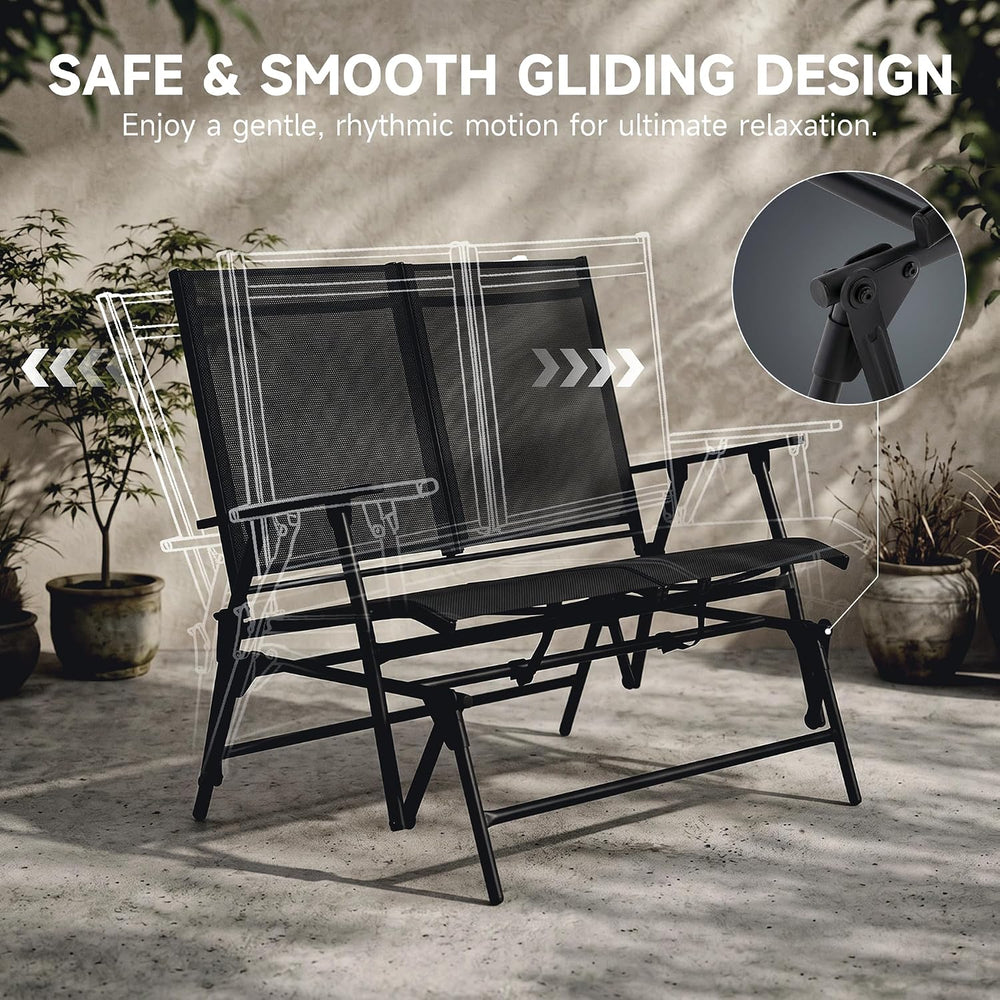 Zedachica 2-Person Outdoor Glider Bench No Assembly Required, Glider Loveseat...