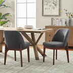VKNOW Wooden Dining Chairs Set of 2, Upholstered Dining Room Chairs with Rubberwood Legs and Padded Seats, Kitchen Chairs for Restaurant Kitchen Living Room, Dark Grey