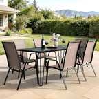 JEAREY Patio Dining Chairs Set of 6, Outdoor Stackable Dining Furniture Set, All Weather Dining Set for Lawn, Garden, Backyard, Poolside, Brown
