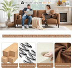 HIFIT 79" Sofa Couches for Living Room Mid-Century Modern Decor Faux Leather Couch with Deep Seat&Cloud Cushions&2 Pillow, 3 Seater Home Sofa Living Room Brown Loveseat for Office, Bedroom, Apartment