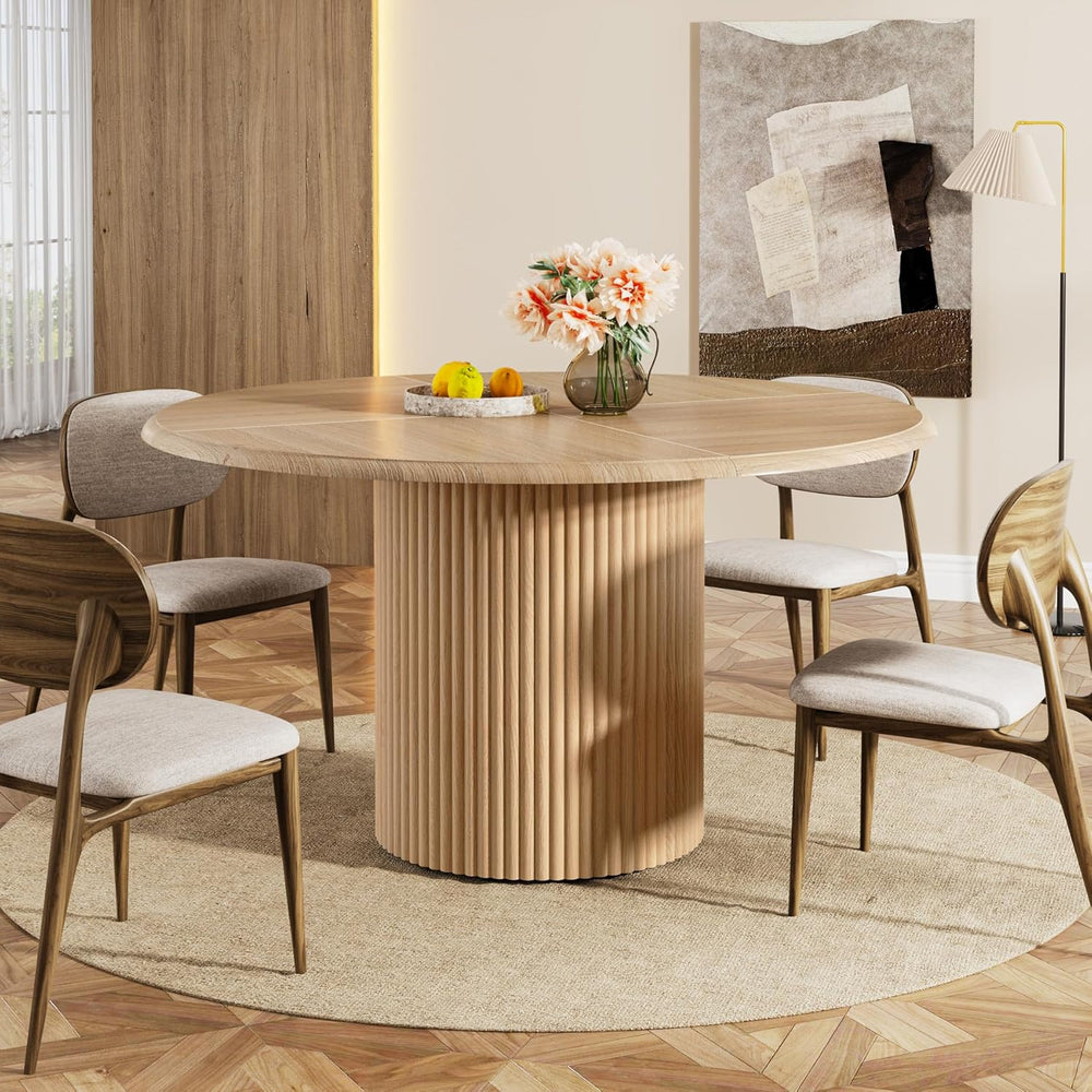 Tribesigns 47" Round Dining Table for 4, Farmhouse Kitchen Table with Me...
