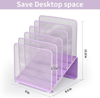 File Organizer for Desk, Desk Organizer with 5-Section Vertical File Rack, File Folder Organizer (Purple)