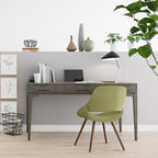 SIMPLIHOME Harper Desk - 60-Inch Wide Solid Hardwood Writing Desk in Farmhouse Grey, Mid-Century Modern Home Office Computer Table for Workspace or Study with 2 Drawers and Flip-Down Keyboard Tray