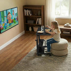 WINAZ Small Rolling Desk for Small Spaces - 24" Portable Kids Desk with Wheels, Height Adjustable C Shaped Side Table Mobile Laptop Desks with 2-Tier Storage Shelves for Bed Sofa, Black