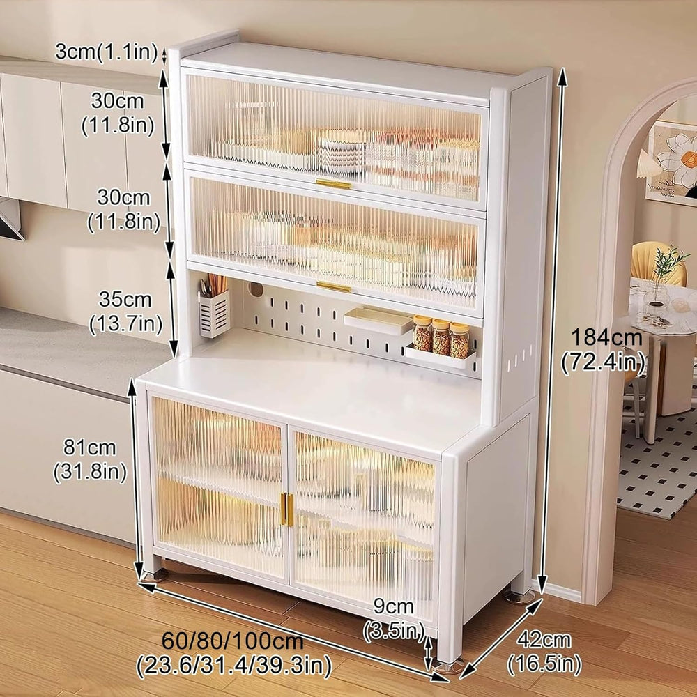 JKGHK Kitchen Pantry Cabinet Storage with Microwave Shelf, Kitchen Cabinet St...